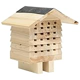 TEWTX7 Bienenhotel Witterungsbeständig Insektenhotel mit Dach, Tanne-Massivholzkonstruktion Bienennester Stapelbaren Nestern 22 x 20 x 20