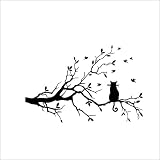 XDH Wandtatoo Wanddeko 1 stück wandaufkleber Katze auf Langen baumast wandaufkleber Tiere Katzen wanddekor Aufkleber Aufkleber Kinder Zimmer dekor Wanddek