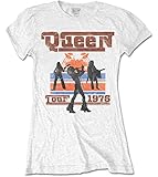 Queen '1976 Tour Silhouettes' (White) Womens Fitted T-Shirt (xx-Large)
