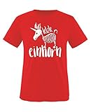 Comedy Shirts - Das letzte Einhorn 2 - Mädchen T-Shirt - Rot/Weiss Gr. 98-104