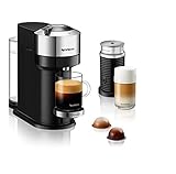 De'Longhi Nespresso Vertuo Next Deluxe ENV 120.CAE Kaffeekapselmaschine mit Aeroccino Milchaufschäumer, chromfarb