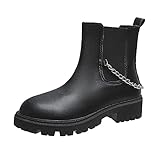 Zarupeng Plateau Schnürstiefeletten Damen Schwarz Gothic Stiefeletten Schnürstiefeletten Damen Stiefeletten Stiefel Knöchelstiefel Vintage Ankle Boots Stiefeletten Wasserdicht R