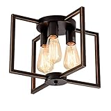 Bauernhaus 3-Licht Deckenleuchte, industrielle Semi-Flush-Mount-Licht mit Metallkäfig, schwarz lackiert Finish für Küche Flur Wohnzimmer Schlafzimmer (keine Birne)