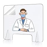 Qijieda Spuckschutz Plexiglas Platten Plexiglasscheibe, 4mm Glasklar Plexiglas Schutzwand, 600 x 500 mm Trennwand Plexiglas mit Durchreiche(300 x 150 mm)