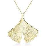 MATERIA Gold Ketten-Anhänger Ginkgo Blatt mit Goldkette Schmuck Set KA-277-Gold_K126-45