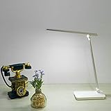 Schreibtischlampe LED Dimmbar Augenschutz Tischlampe 5 Helligkeitsstufen 3 Farb Tragbar Eye-Friendly Desk Lamp 5W Dimmbar Schreibtischleuchte mit Touch Steuerung weiss für Büro Lesen S