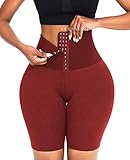 CROSS1946 Korsett Taille Trainer Leggings für Frauen Hohe Taille Cincher Hosen Bauch Kontrolle Butt Lift Body Shaper, #3 Waist Trainer Leggings Shorts Rot, Groß