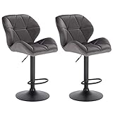 WOLTU® Barhocker BH139dgr-2 2er Set Barstuhl Tresenhocker Bistrohocker Designer Hocker mit Rückenlehne, höhenverstellbar, drehbar, Samt Stahl, Dunkelg