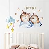 MEZOA Wandsticker für das Schlafzimmer, abnehmbar, wasserdicht, Katzen-Wandaufkleber, Heimdek