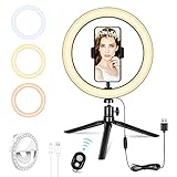 Ringlicht,10 Zoll Led Ringlicht Mit Stativ,Einstellbar 3 Lichtmodi Ringlicht,Led Ringlicht Für Live-Stream/Makeup/Selfie/Zoom-Meetings/YouTube-Video/Volg,Kompatibel mit Smartp