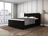 Betten Jumbo King Boxspringbett 180x200 cm mit 7-Zonen TFK Härtegrad H2 und 10 cm V2-Topper | Farbe Schwarz | div. Größen verfügb