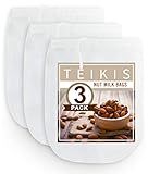 Teikis - Nussmilchbeutel/Seihtuch (3er-Pack) – 25,4 x 30,5 cm wiederverwendbar – handelsüblicher Lebensmittelsieb – feines Nylon-Netzfilter für Sieb, kaltgebrühter Kaffee, Nusmilch, Mandel, S