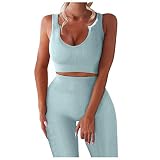 LOSVIP Hosen Outfits Workout Yoga Gerippte Sets Frauen Taille Nahtlose Tank High Piece 2 Frauen Anzüge Weiße Hosenanzüge für Frauen Kundenkonto M