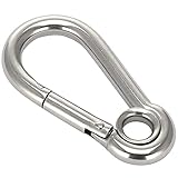 FASTON® Edelstahl Karabinerhaken 4x40 mm aus Edelstahl A4 V4A (5 Stück) mit Kausche Edelstahlkarabiner mit Schnapphaken V4A Feuerwehrkarabiner Sports Karabiner Haken Seg