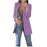 Dasongff Damen Blazer Neue Frühlings Anzüge Freizeit Elegant Kurzblazer Parka Workwear Langarm Blazer Sakko Einfarbig Slim Fit Business Trenchcoat Revers Outwear Geschäft Büro Jacke Anzug Kurz M