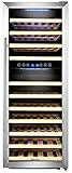 Kalamera Weinkühlschrank 2 Zonen für 73 Flaschen (bis zu 310 mm Höhe),200 Liter,zwei Temperaturzonen 5-10°C/10-18°C,LED Display, Edelstahl Glastür,KRC-73BSS