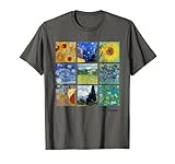 Van Gogh Malcollage mit Sternennacht und Sonnenblumen T-S