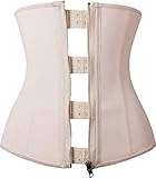 YIANNA Korsett Damen Bauchweg Reißverschluss Waist Trainer Corset 9 Stahlknochen Corsage Unterbrust Korsage Shapewear Corsett Taillen Mieder Beige, 2219 3XL