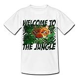 Spreadshirt Das Dschungelbuch Willkommen Im Dschungel Kinder T-Shirt, 98-104, Weiß