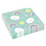Amscan 9904302 - Servietten Rainbow & Cloud, 20 Stück, 33 x 33 cm, Regenbogen, Wolken, Partyg