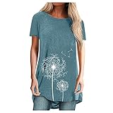 TTTOY leinen Tunika große größen Langarmshirt Damen Pullover, u-Boot-Ausschnitt Jump Schuhe Damen Damen elegant Elegante blusen Sommerbluse Damen Kurzarm Pulli mit Spitze Damen Bluse Lang