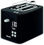 Krups KH6418 Smart'n Light Toaster | Zwei-Scheiben-Toaster | Digitaldisplay | 7 Bräunungsstufen | herausnehmbare Krümelschublade | Countdown | Anhebevorrichtung | Schw