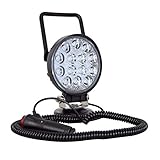 AUXTINGS 4 Zoll 42W Runde tragbare LED-Arbeitsleuchte Offroad Flood Light Zigarettenanzünder Schalter mit magnetischer Basishalterung für Auto SUV Anhänger Traktor LKW Engineering Wartung Camping