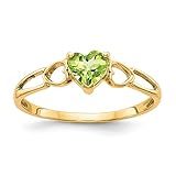 Diamond2deal Verlobungsring 14 Karat Gelbgold Peridot Solitär Größe 7 (0,48 Karat)