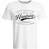 Hamburg T-Shirt mit Breitengrad Längengrad Koordinaten GPS Stadt Souvenir Geschenk (Herren, Schwarz, Weiß, Navy), Farbe: Weiß, Größe: XXL