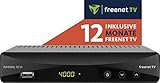 Digitalbox Imperial T 2 IR DVB-T2 HD Receiver mit Irdeto Entschlüsselung (12 Monate Freenet TV, H.265/HEVC, Display, HDMI, Scart, USB, LAN) schwarz, 77-559-00-12