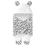 Amazcolor pucktuch baby 0-3 monate,pucksack baby 0-3 monate， Swaddle Baby Pucksack aus Bio-Baumwolle (Schwarzer Leopard)