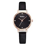 WPBOY Uhren für Frauen. Frauen leicht zu lesen Dial-Bügel-Uhr-Frauen-Uhren-Lederband Luxus-Quarz-Uhren-Mädchen-Damen-Armbanduhr (Color : Black)