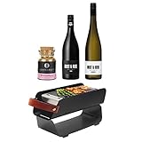 UNA KS3823 Holzkohlegrill Graphit Geschenkset mit Grillwein Weiß und Rot und Ankerkraut Gewürzmischung Weihnachtspup