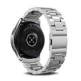 REDCVBN Uhrenarmband, Armband für Uhr 46mm 42mm Edelstahlarmband Metallband für Samsung Gear S3 Frontier Armband (Color : Black, Size : for Gear S2)