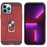 LJP iPhone 13 Pro Max Hülle, 360 Grad Drehbar Ringhalter Cover [Für Magnetische Autohalterung] Silikon TPU + Hart PC Bumper Stoßdämpfung Schutzhülle Handyhülle für iPhone 13 Pro Max - R