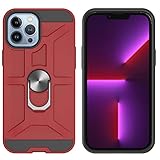 LJP iPhone 13 Pro Max Hülle, 360 Grad Drehbar Ringhalter Cover [Für Magnetische Autohalterung] Silikon TPU + Hart PC Bumper Stoßdämpfung Schutzhülle Handyhülle für iPhone 13 Pro Max - R