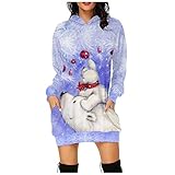 Weihnachtskleid Damen Mode Langarm Sexy Party Kleider Weihnachts Kostüm 3D Drucken Oberteil Langarmshirt Lässig Sweatshirt Herbst Winter Longpullover Shirts Festliche Geschenk