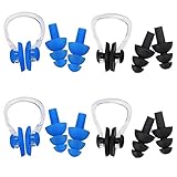XPOOP 4 Set Nase Clip Schwimmen, Nasenklemme Schwimmen Erwachsene, Nasenstöpsel Schwimmen, wasserdichte Nasenklammer, Ohrstöpsel zum Schwimmen, Nasenklammer Schwimmen Gear, Nasenschutz für Schw