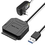 POSUGEAR USB 3.0 auf SATA I/II/III Konverter Kabel, Festplatten Dockingstation für 2,5'/3.5' Festplatten Laufwerke HDD/SSD, Unterstützen Sie UASP, mit 12V/2A Externes EU Netzadap