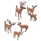 SUPVOX 6pcs White-Tailed Deer Figuren Ornamente Tierfiguren Sammlung Spielzeug Home Office Dekoration Handwerk Geschenk