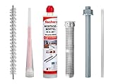 FISCHER Schwerlast Befestigungsset 4 Stück M10x170 Verbundmörtel + 4 Gewindestange + 4 Siebhülse + Bü