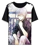 WANHONGYUE Anime Tokyo Ghoul Kaneki Ken T-Shirt Cosplay Kostüm Sommer Kurzarm Tee Top Shirts Schwarz 21 XXXXL