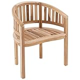 Nexos DIVERO Bananenstuhl Gartensessel geschwungen Teak Holz unbehandelt bequemer Sitzkomfort massiv modern stilvoll besonderes Design handg