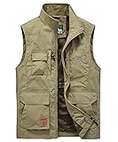 Yukirtiq Herren Sommer Outdoor Weste Leicht Atmungsaktiv Anglerweste Quick Dry Funktionsweste mit vielen praktischen Taschen für Jagd Wandern S