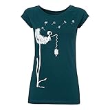 FellHerz Pusteblume petrol - M - süßes Damen T-Shirt aus 100% Bio-Baumwolle organic cotton fair nachhaltig öko Laterne Löwenzahn Blume Mädchen türk