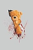 Horror Teddybär mit blutigem Messer: Mörderischer Teddybär schneidet mit Messer durch Shirt Blut Fun Geschenke Notizbuch liniert (A5 Format, 15,24 x 22,86 cm, 120 Seiten)