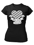 ::: MEIN DIRNDL IST IN DER WÄSCHE ::: Fitted T-Shirt Damen, Schwarz/Weiß, L Sale I_