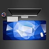 PEBROU Gaming Mousepad Pc Unterlage, blau, Farbverlauf, Geometrie rutschfeste Gummi-wasserdichte Oberfläche, Erweiterte Schreibtischunterlage Für Büro, Spiel, Pc, Laptop, Schreibtisch 800 x 300 x 3