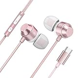 Yowablo In Ear Kopfhörer Stereo-In-Ear-Kopfhörer mit Mikrofon und Lautstärkeregler Typ c ( Rosa )