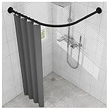 MQSS Duschvorhangstange für badewanne l Form, Gebogene duschvorhangstange ohne Bohren/Bohren,Teleskopstange aus Edelstahl Eckduschstange Bogenstange(Size:70-95×120-165cm,Color:Silber)